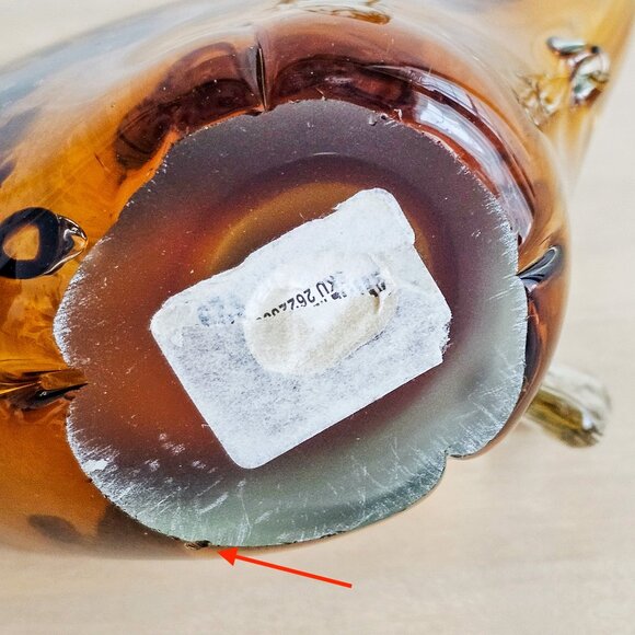 Murano Style Hand Blown Glass Elephant Amber Brown Spotted 10” Tall - Picture 7 of 16